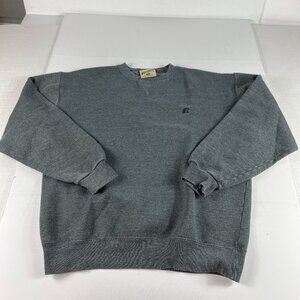 Y2K Russell Athletic Sweatshirt Medium Dark Grey Faded Blank Pullover Crewneck